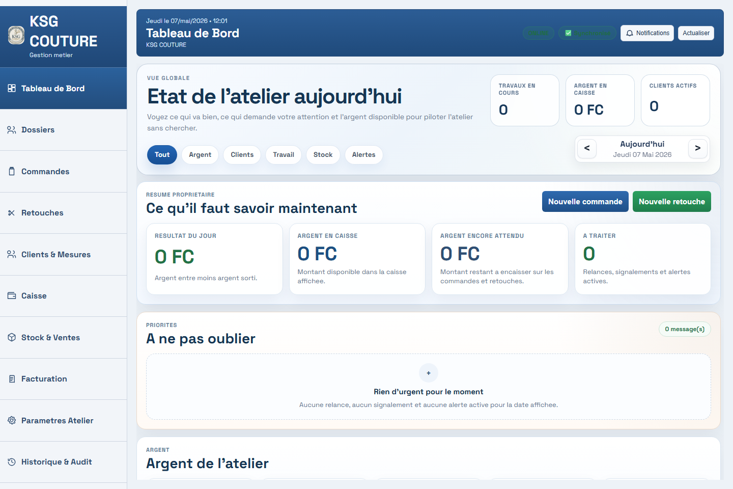 Interface desktop Atelier Pro par VolcanoTech